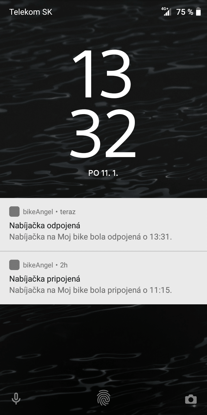 Notifikácia nabíjačky