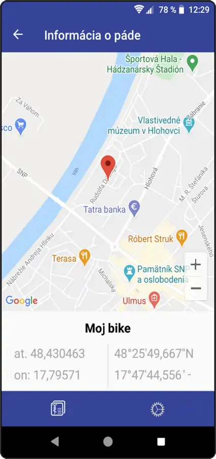 GPS lokátor na e-bike - informácie o páde - záchrana života