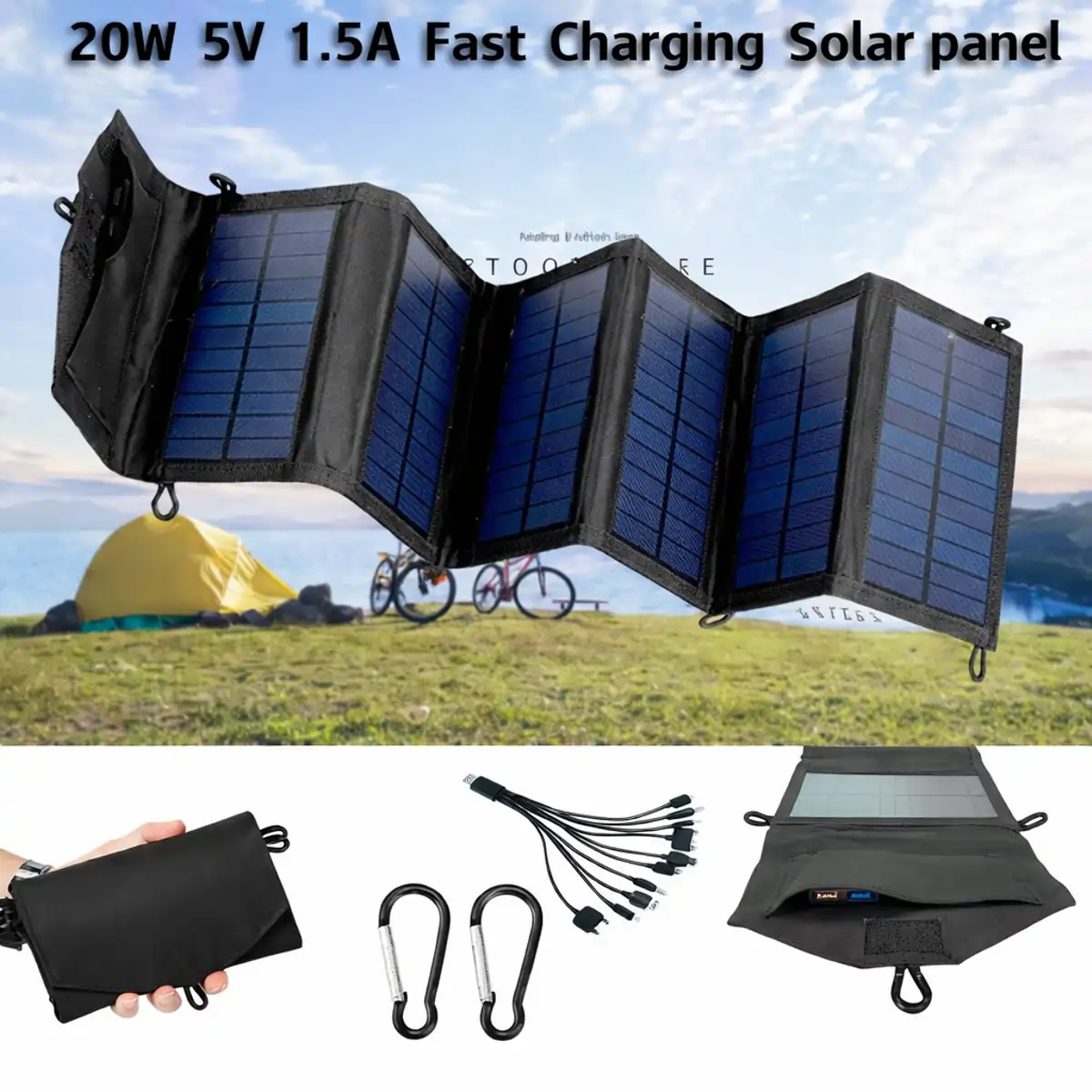 Mobilný skladací solárny panel s výkonom 20W